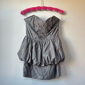 Silver Strapless Bubble Dress